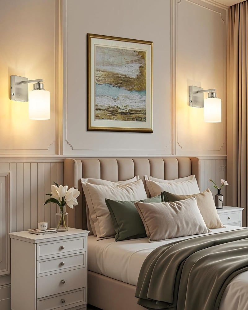 Rayogale Wireless Wall Sconces, Nickel Battery Operated Wall Sconce Set of 2 with Timer Function, Easy Install Dimmable Rechargeable Wall Lamps for Living Room, Bedroom, Hallway, Entryway Decor 3000K - Image 5
